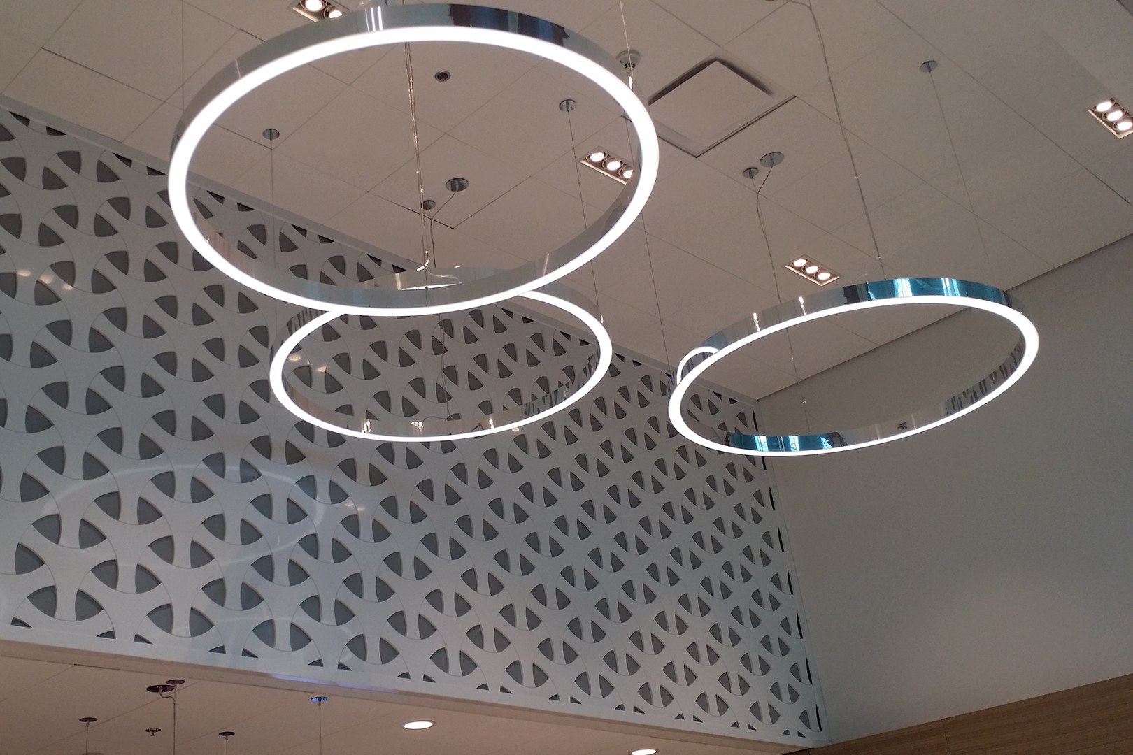 Metalsmiths circular chrome ceiling lights