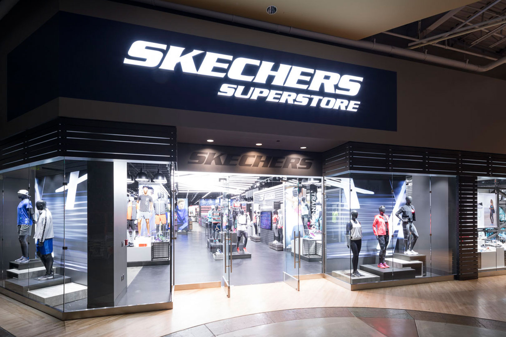 Skechers athletic apparel displays storefront