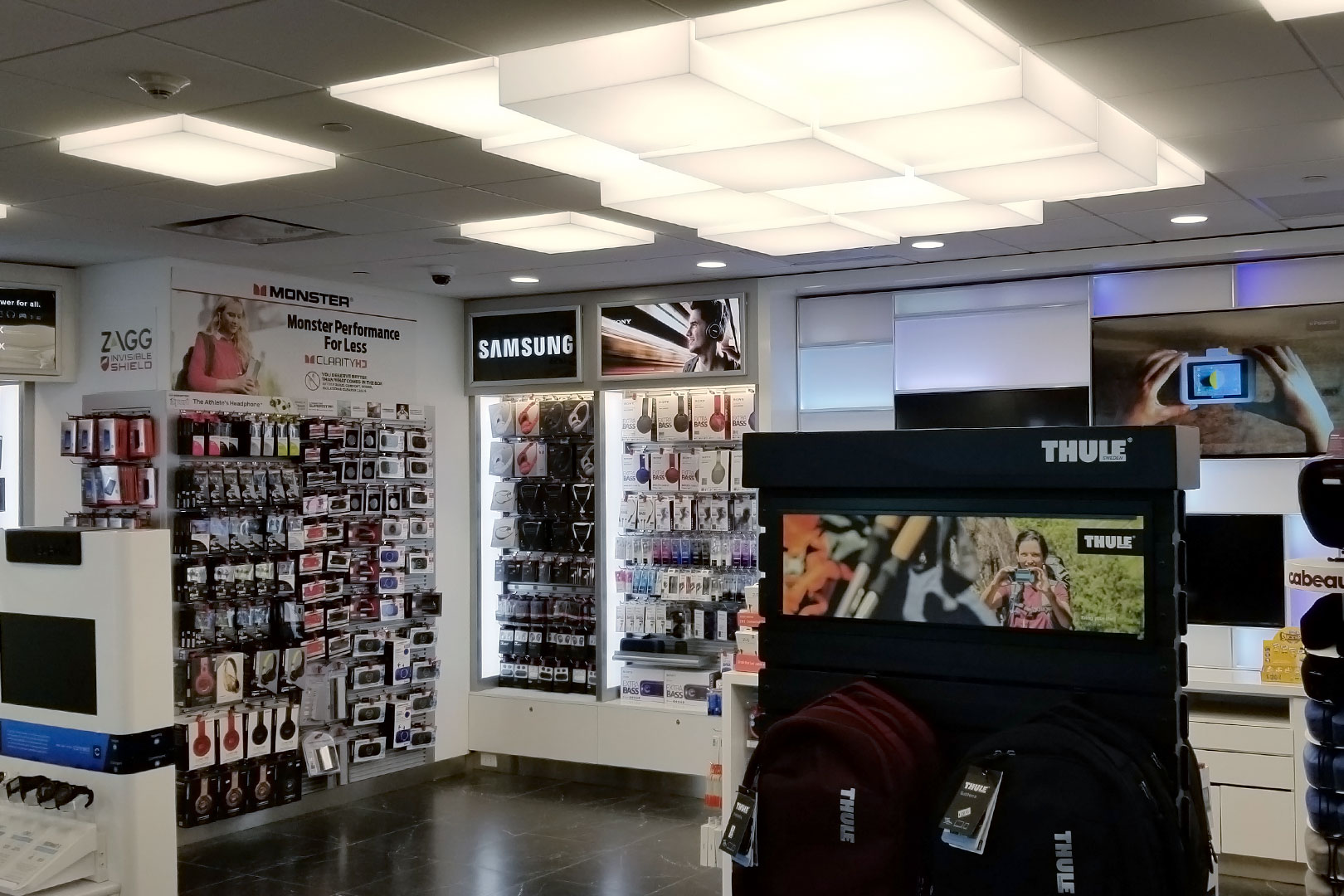 Tech on the go airport retail ceiling light fixtures